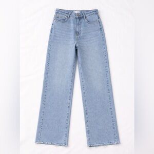 Zara Light Blue Straight-Leg High-Rise Jeans